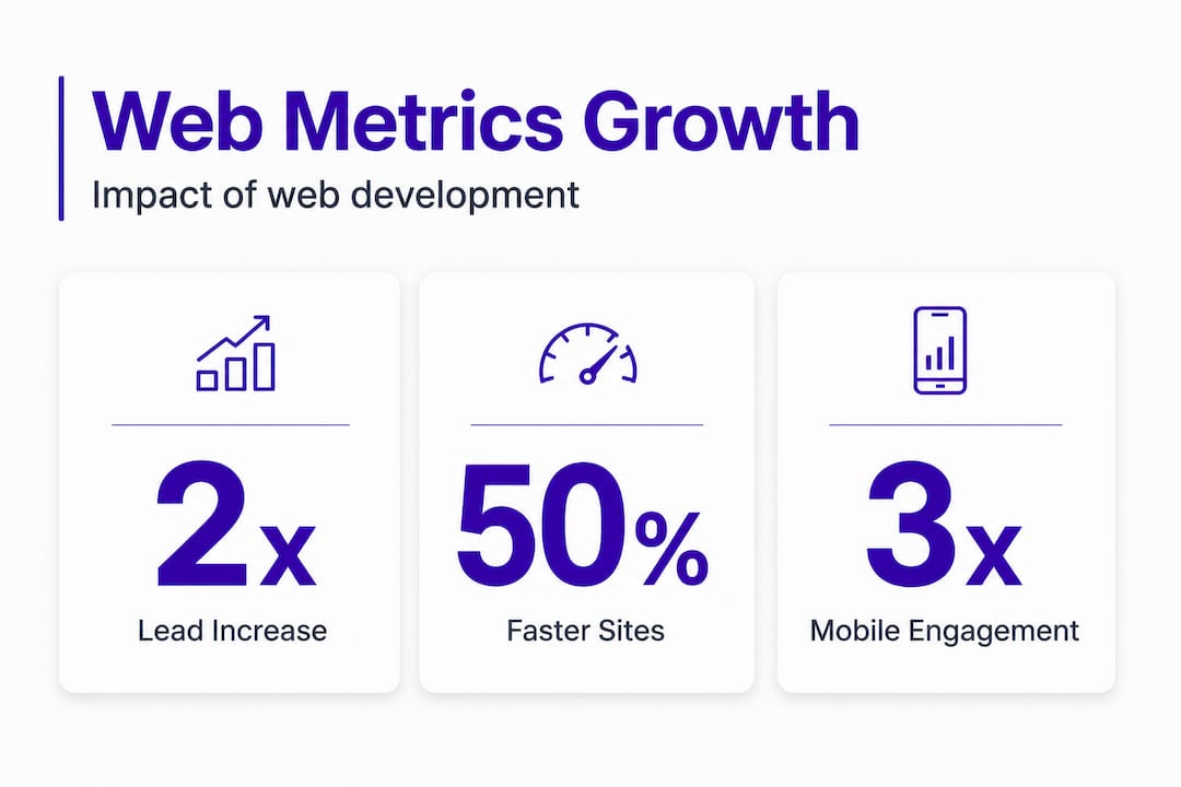 Infographic showing web development boosting business metrics