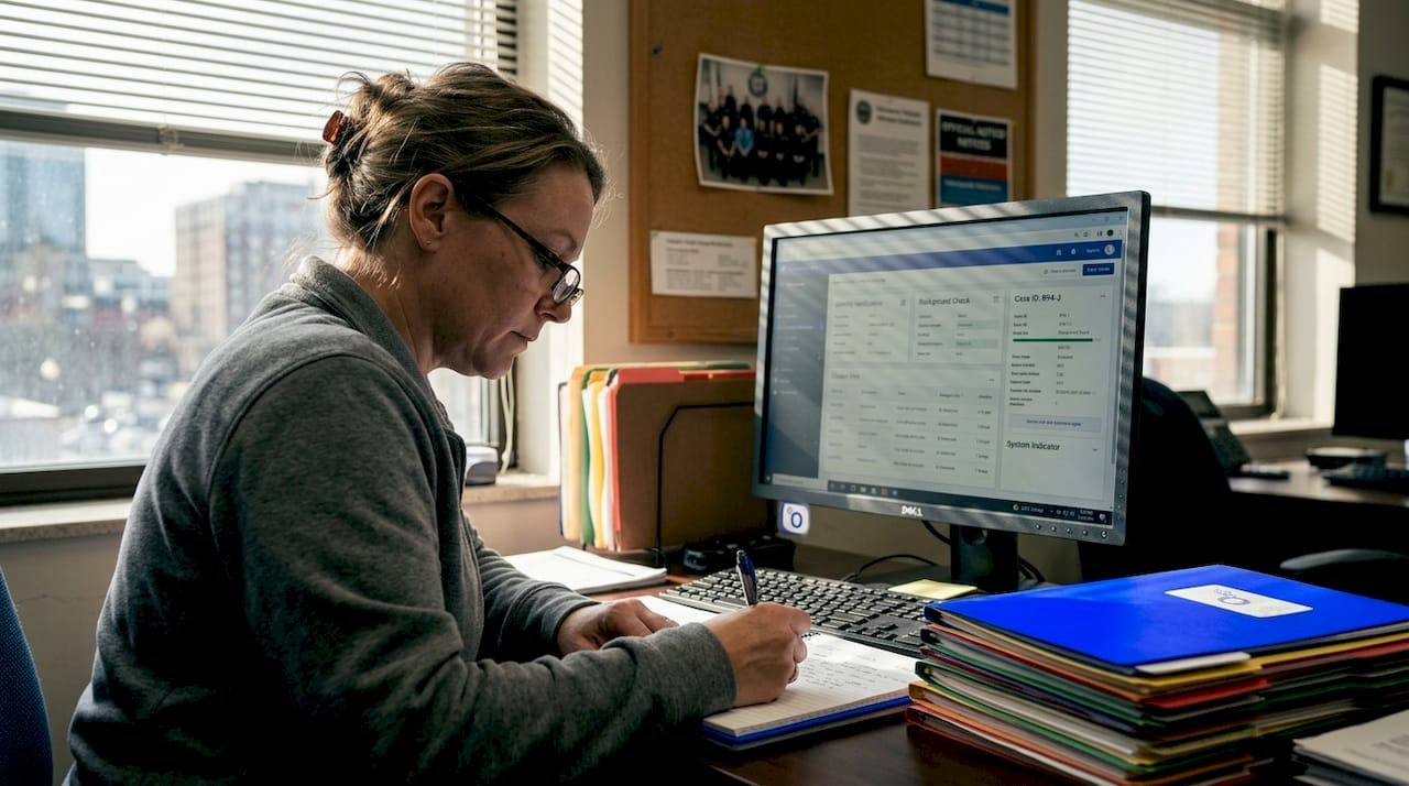 Supervisor reviews digital background check results