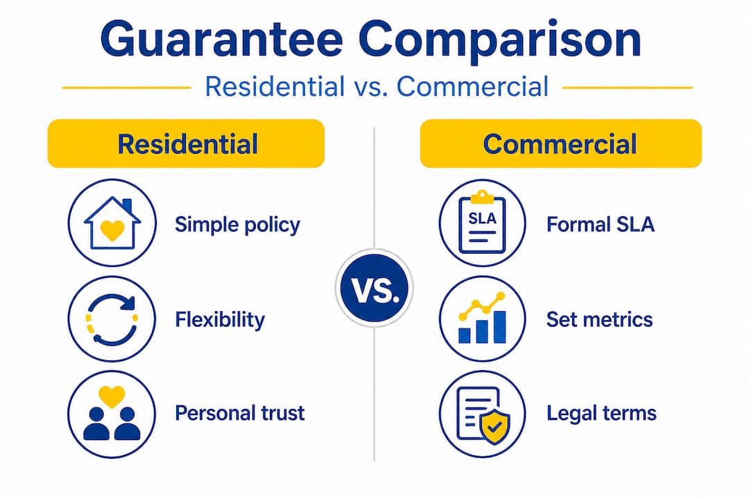 Infographic comparing residential and commercial guarantees