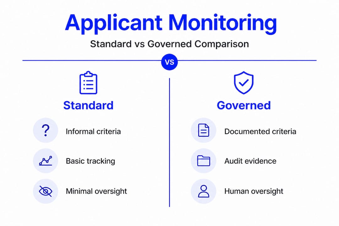 Side-by-side comparison of governed and standard applicant monitoring