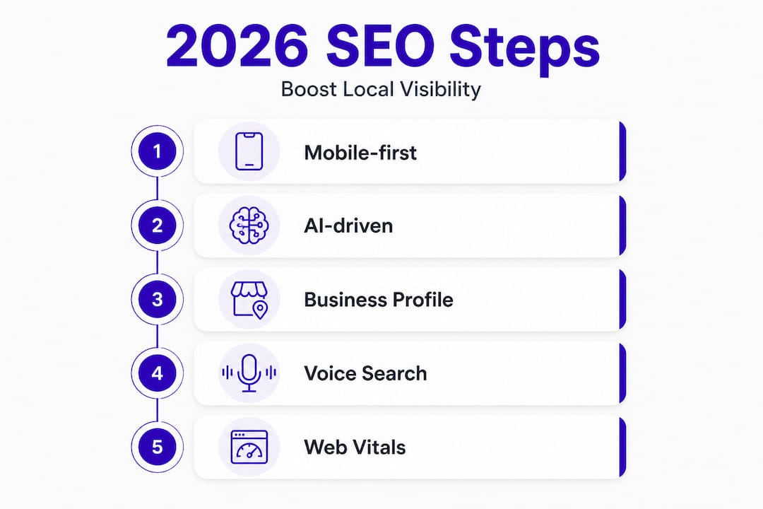 Infographic showing local SEO process in 2026