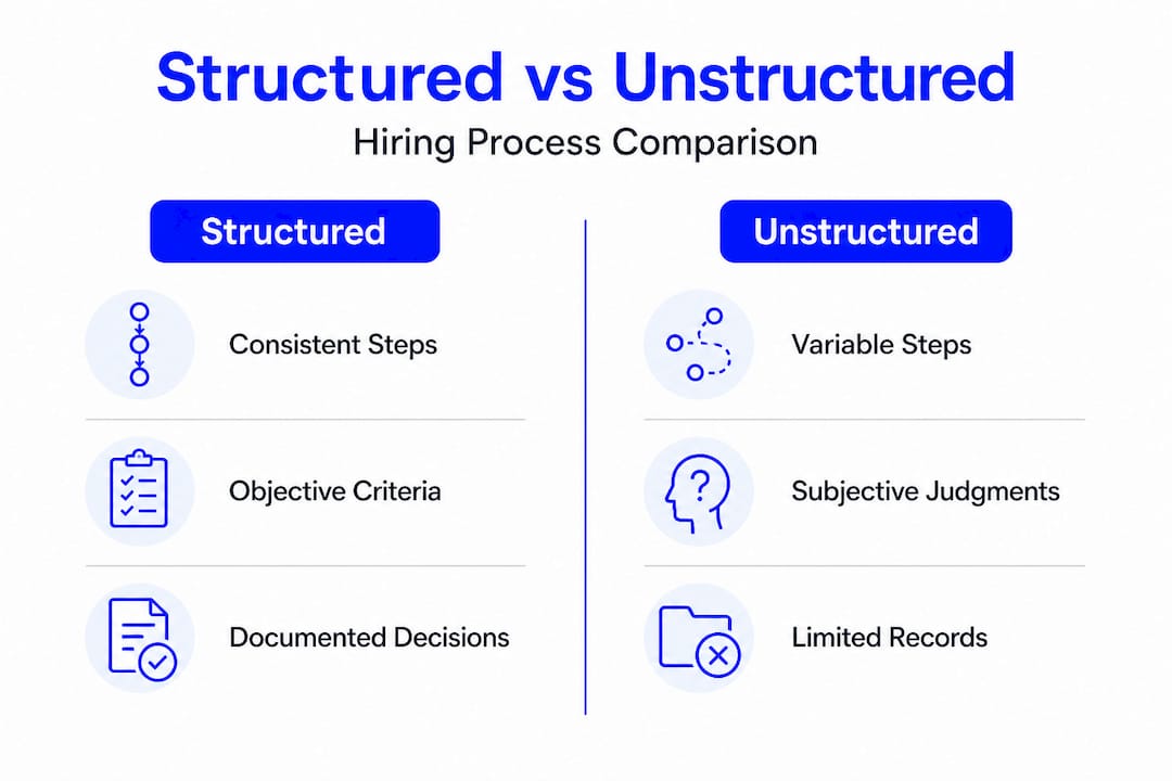 Infographic contrasting structured and unstructured hiring