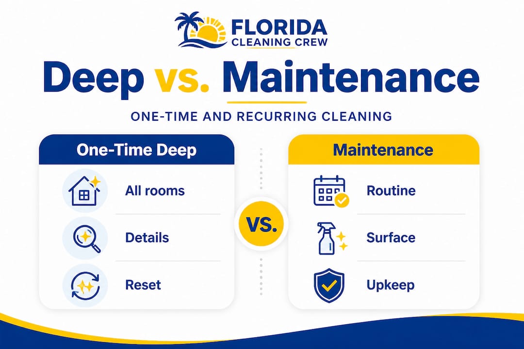 Infographic comparing deep and maintenance cleaning features