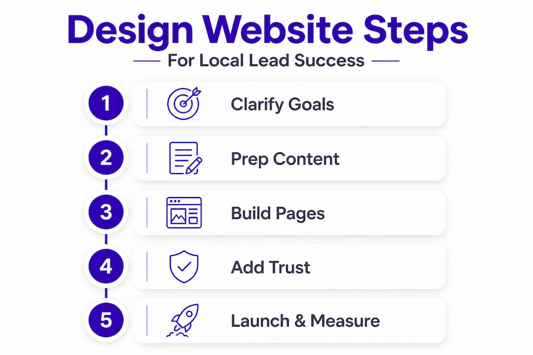 Infographic showing website design process steps