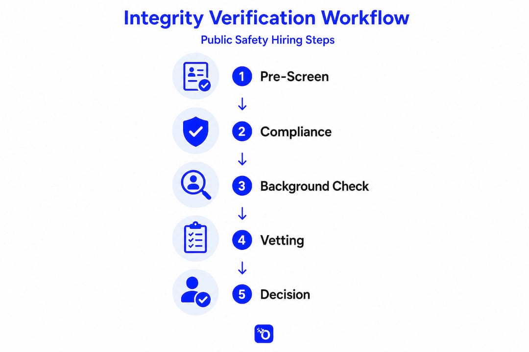 Infographic showing workflow steps for hiring integrity