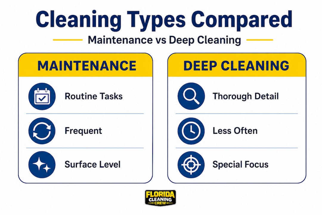 Infographic comparing maintenance versus deep cleaning