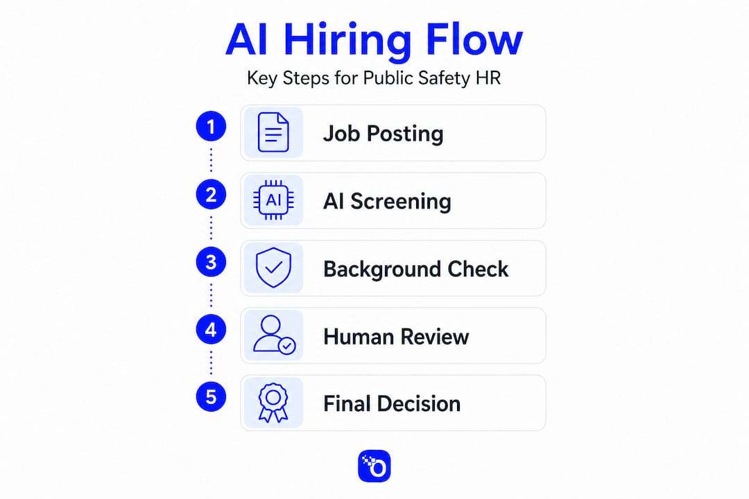 Infographic visualizing AI-based public safety hiring steps