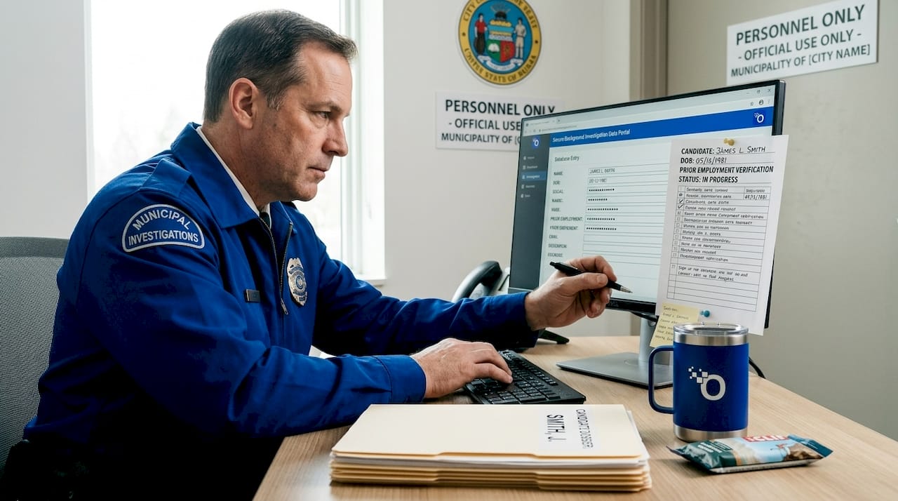 Background investigator tracks candidate data in office