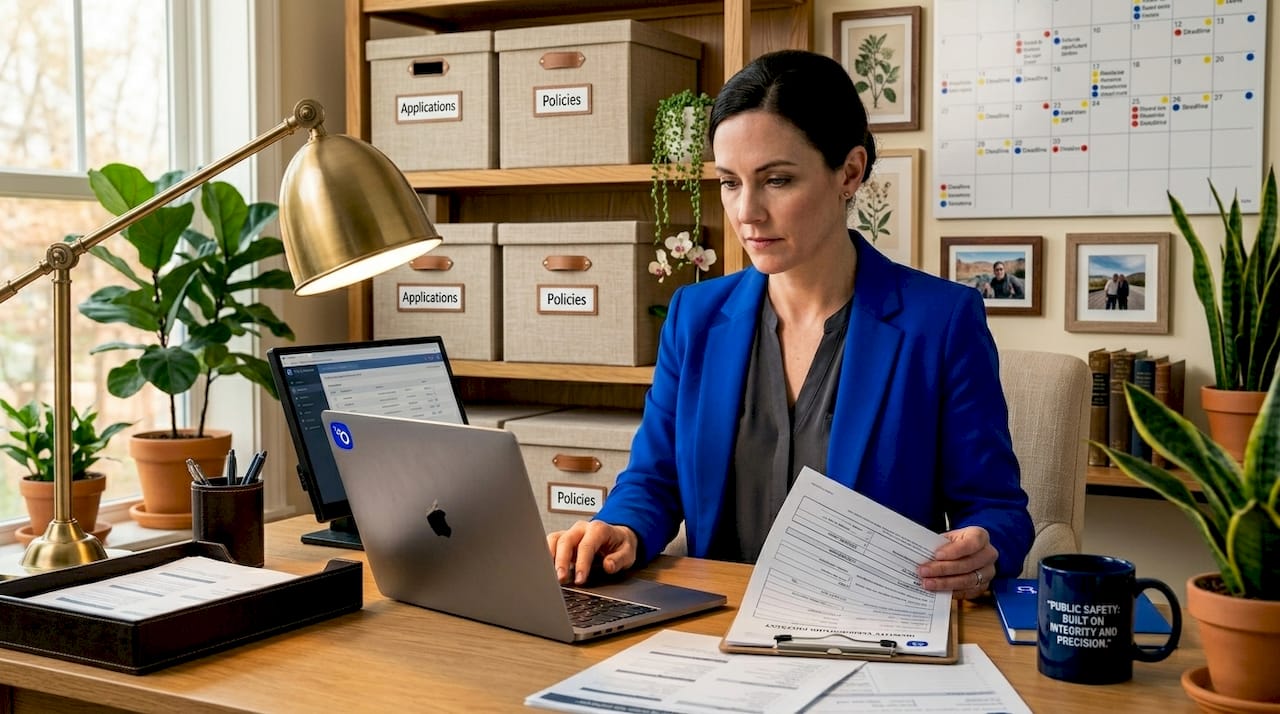 Public safety HR manager updating candidate records