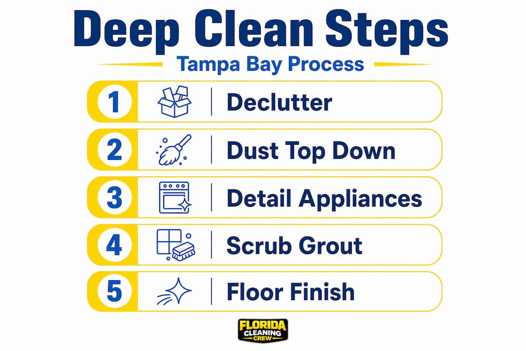 Infographic showing deep cleaning steps for Tampa homes