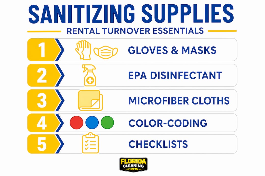 Infographic listing essential sanitizing supplies