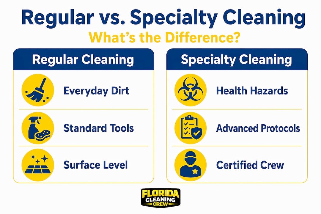 Infographic comparing regular and specialty cleaning features