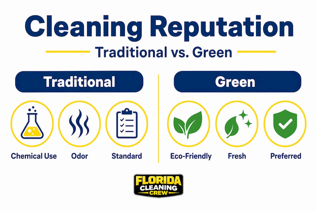 Infographic comparing traditional and green cleaning