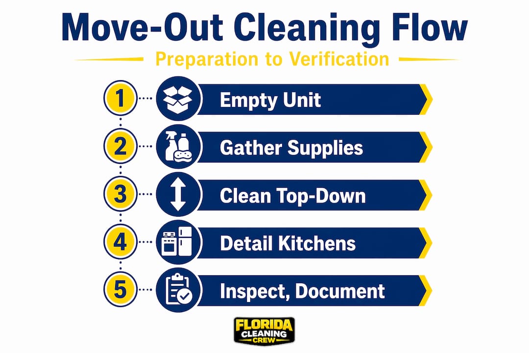 Infographic with move-out cleaning process steps