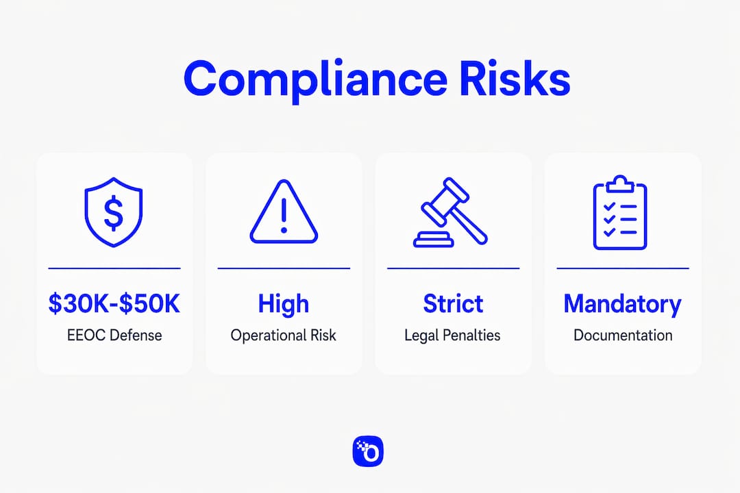 Infographic showing EMS hiring compliance risk statistics