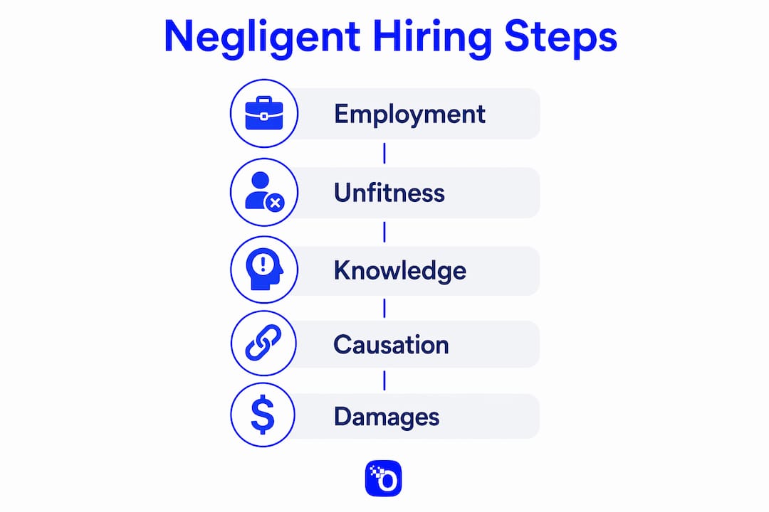 Infographic illustrating the five legal elements of negligent hiring