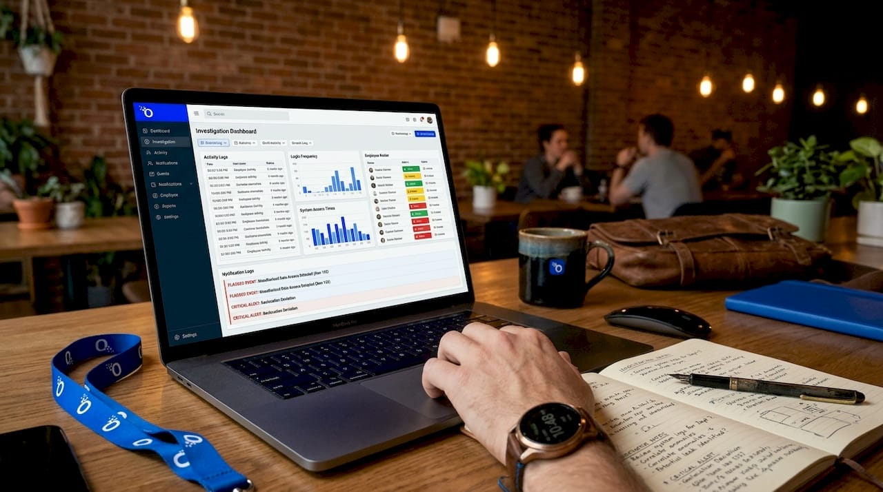Close-up of employee monitoring software dashboard