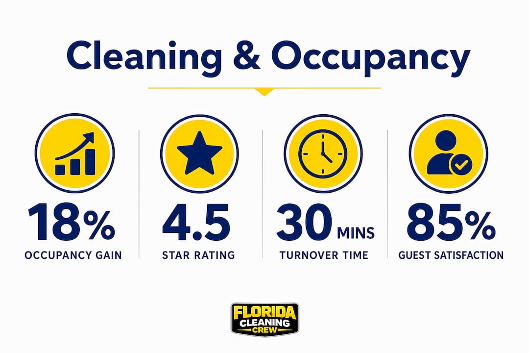 Infographic displaying cleaning impact statistics on occupancy