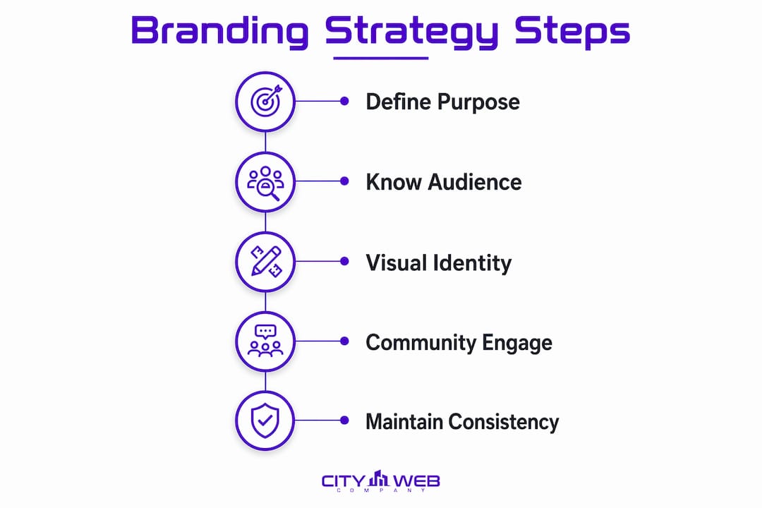 Step-by-step infographic of local branding strategy