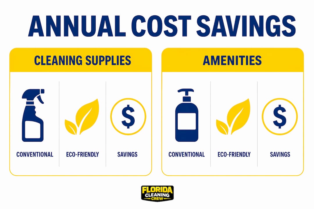 Infographic comparing annual cost savings of eco vs conventional products