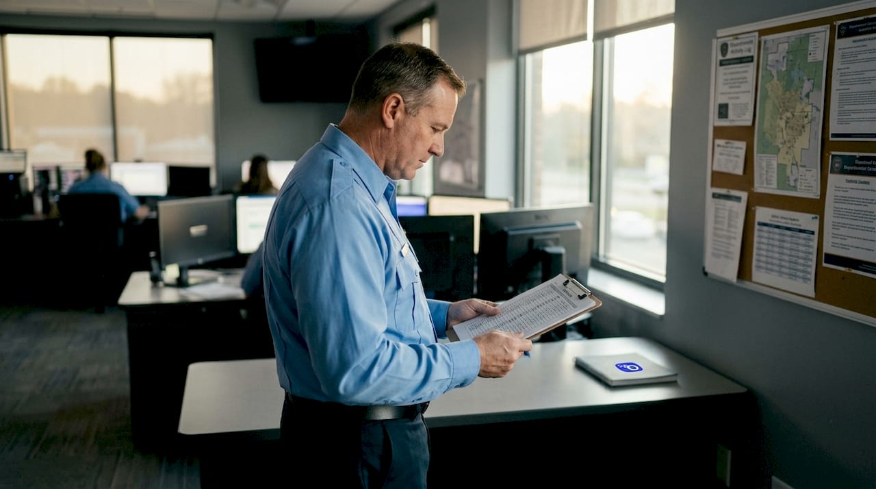 Supervisor reviewing dispatch activity log
