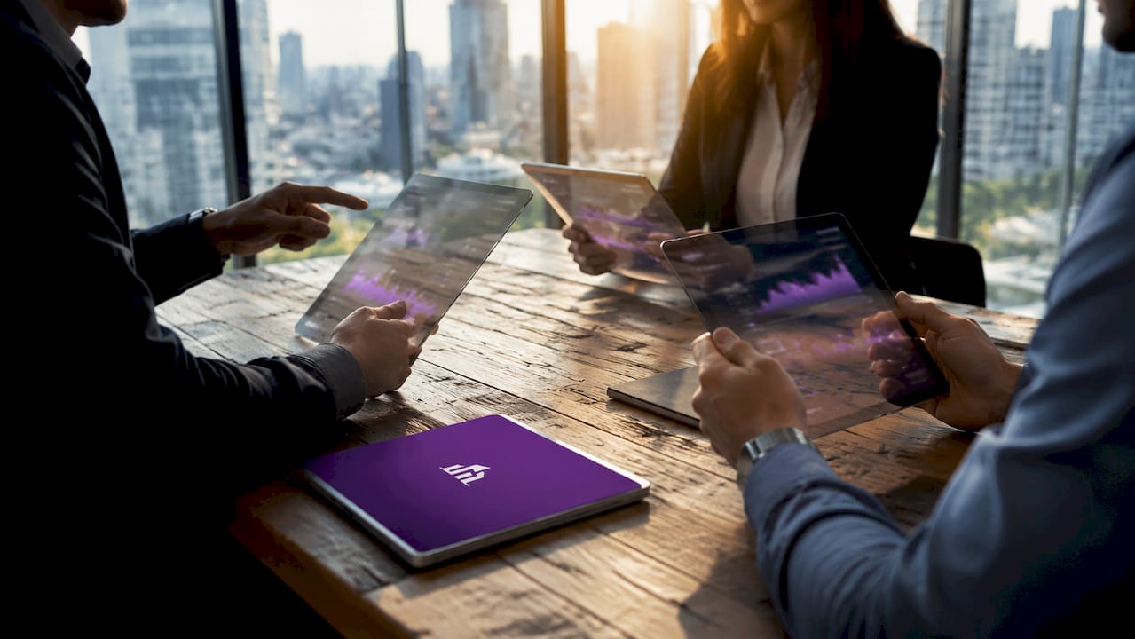 Team collaborating with branding engagement data