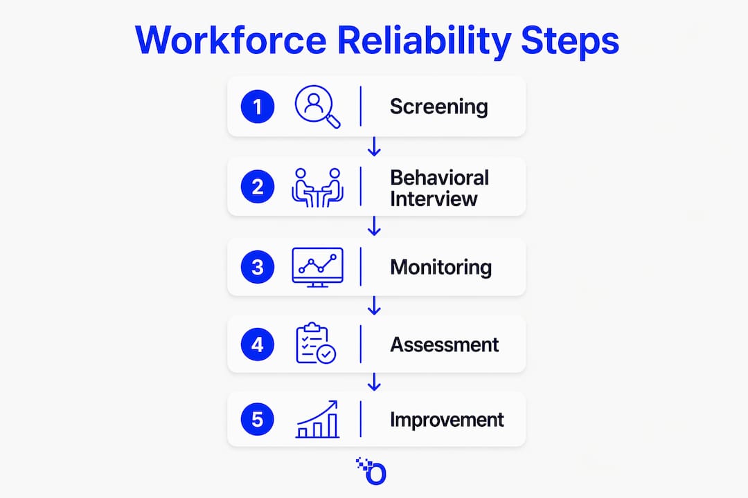 Infographic illustrating steps to ensure workforce reliability