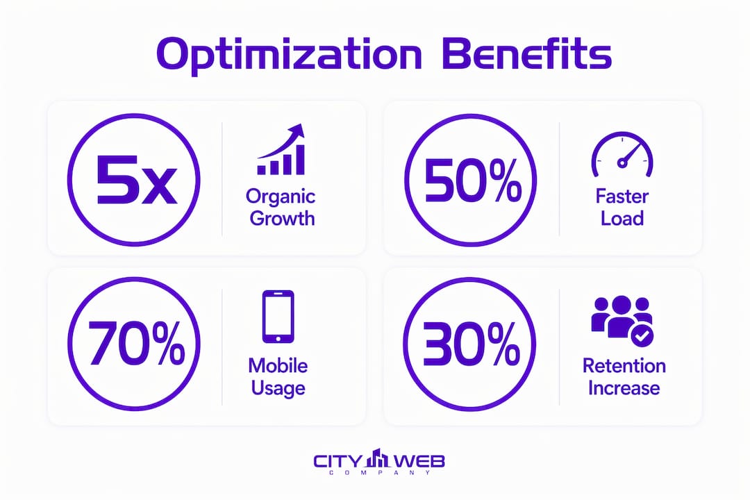 Infographic showing healthcare website optimization stats