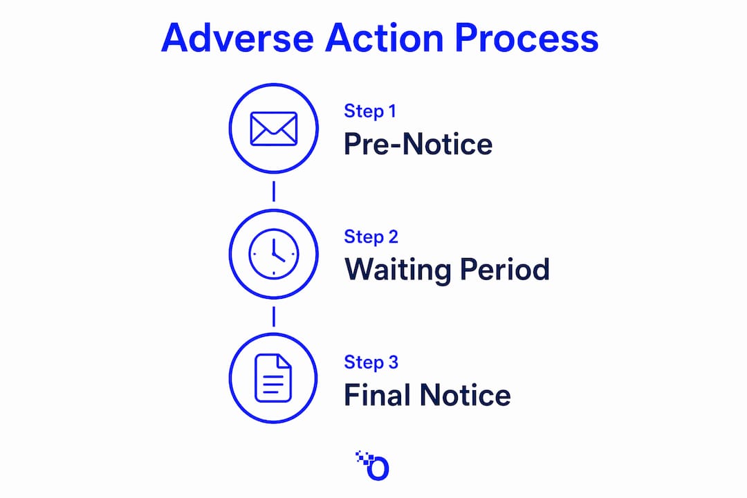 Infographic outlining adverse action steps in hiring
