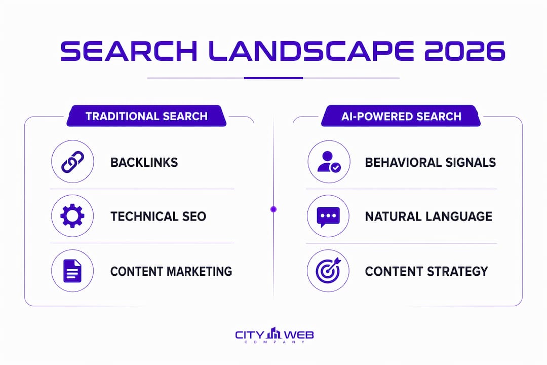 Infographic comparing traditional vs AI-powered search