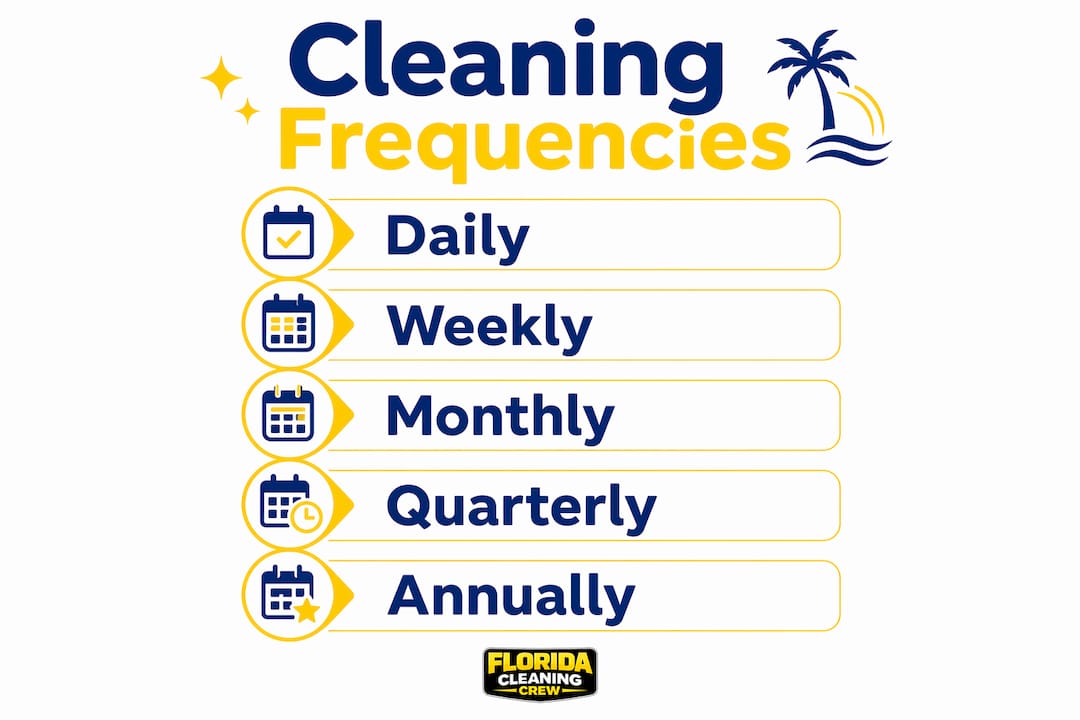Infographic illustrating cleaning task frequency framework