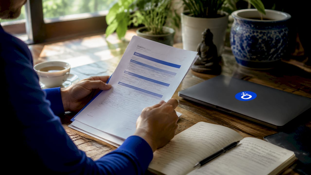 Hands reviewing background check documents
