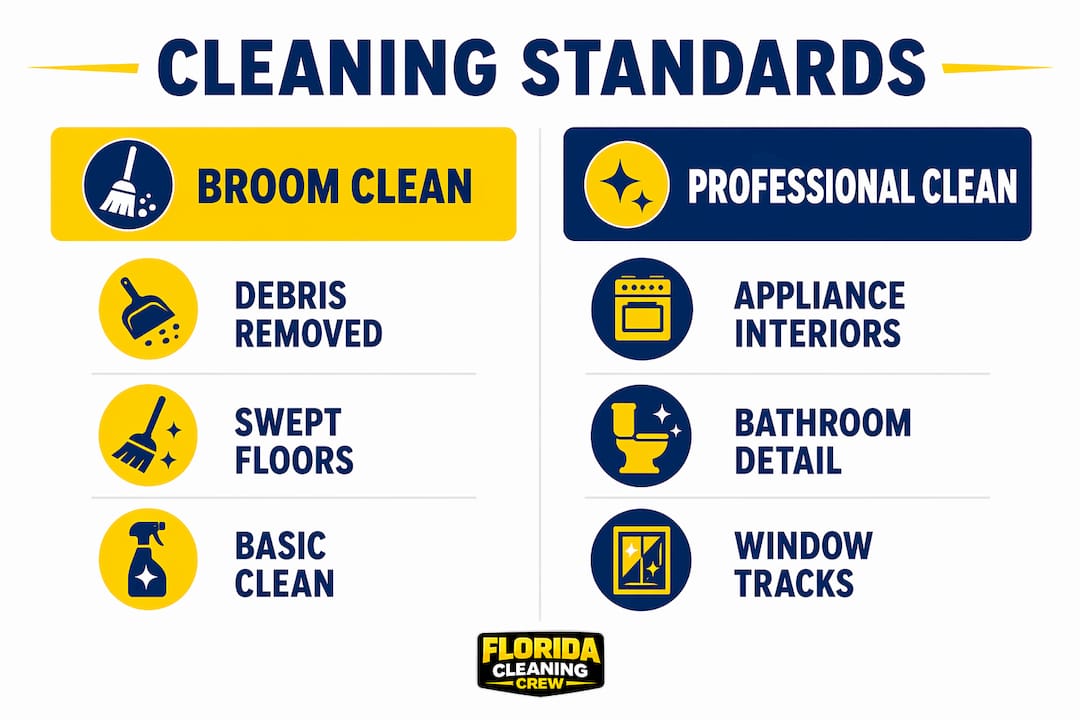 Infographic comparing broom clean vs professional cleaning