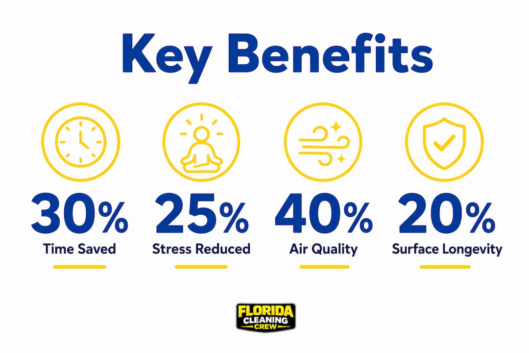 Infographic showing key benefits of regular house cleaning services