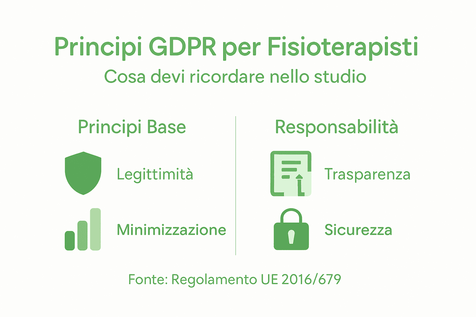 Infografica: le regole fondamentali del GDPR per i professionisti della fisioterapia