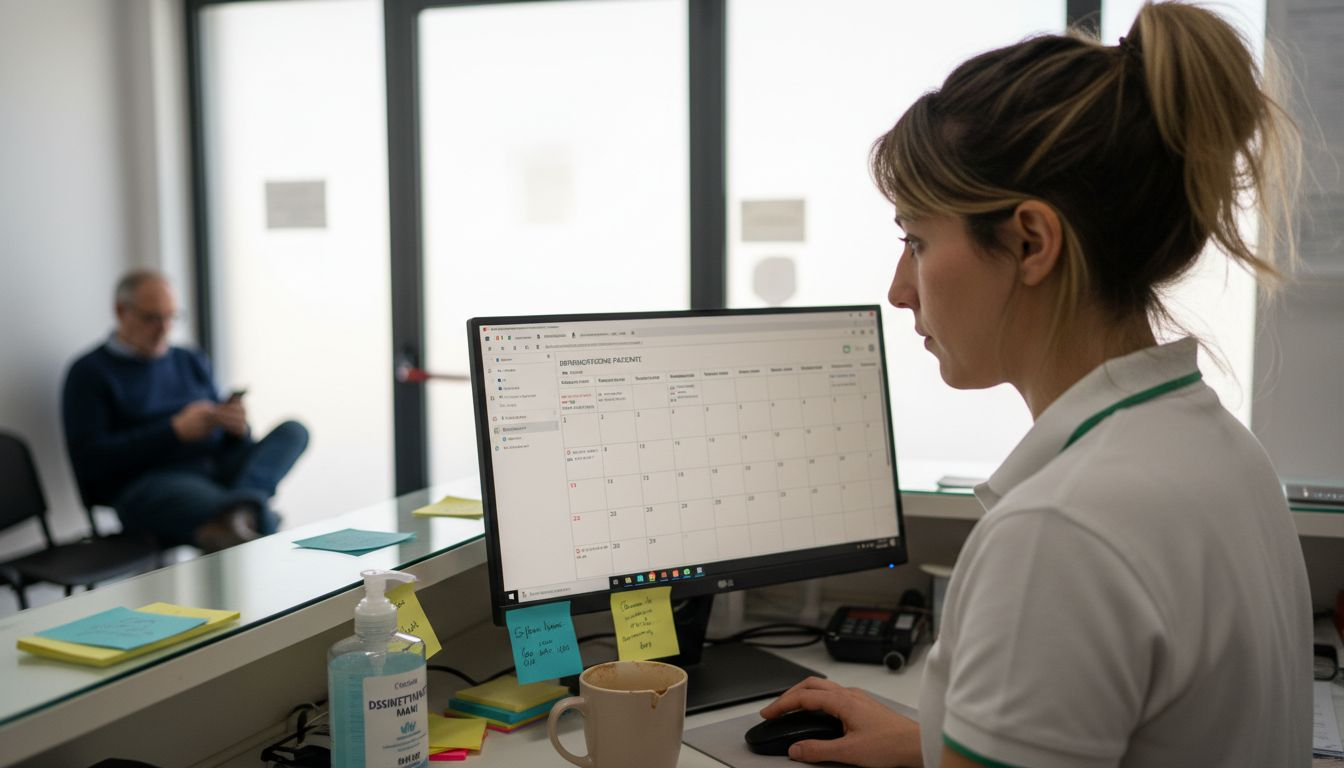 La receptionist si occupa della gestione degli appuntamenti in clinica.