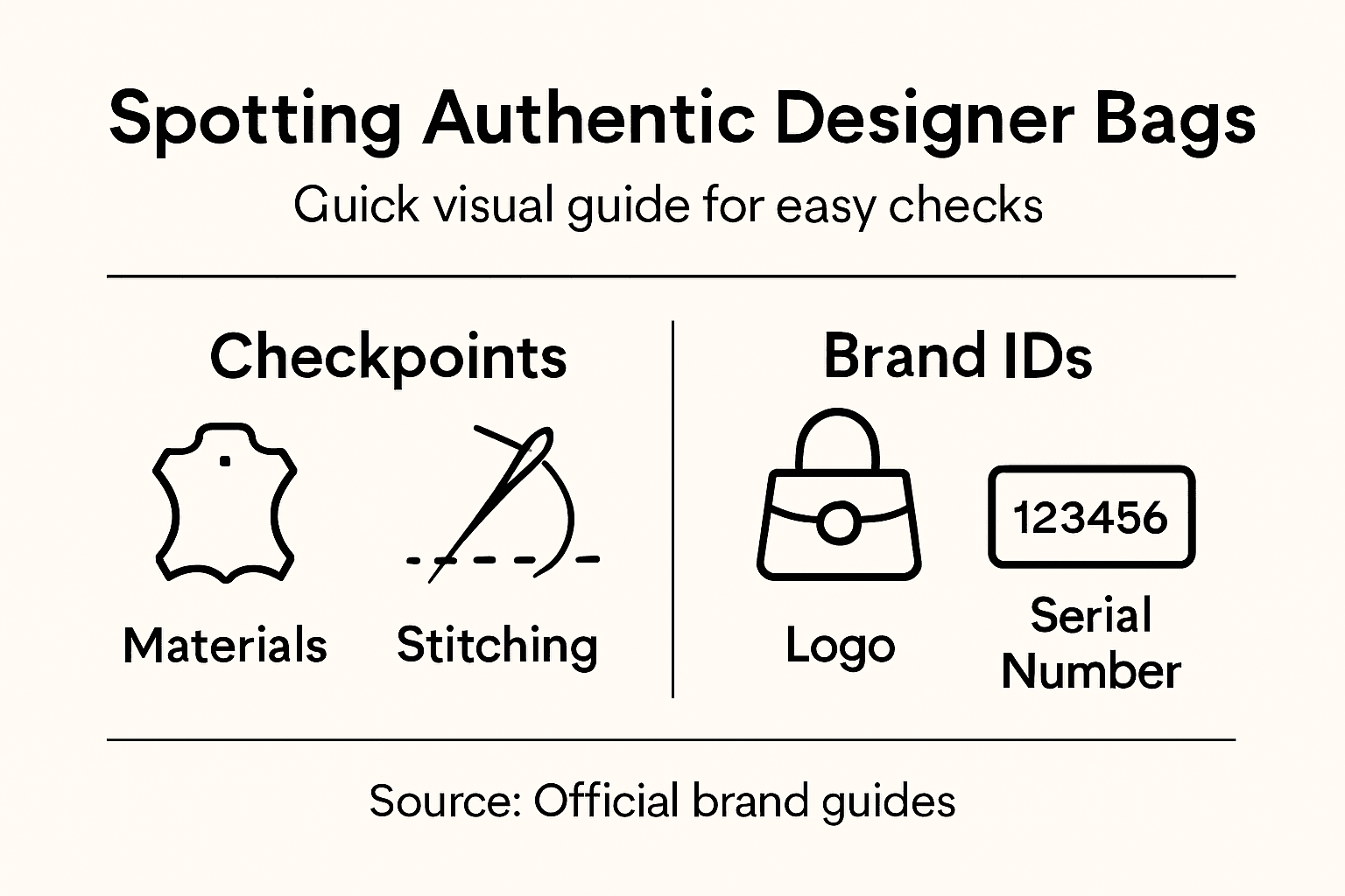 Infographic of steps for authenticating bags