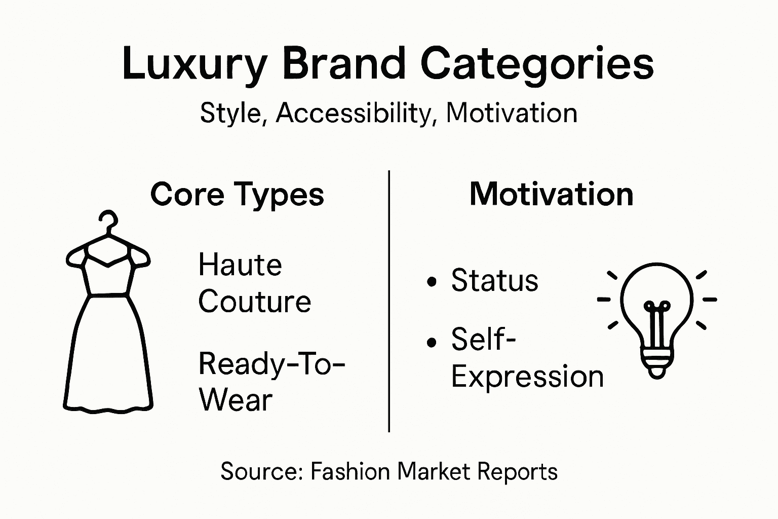 Infographic showing luxury brand categories
