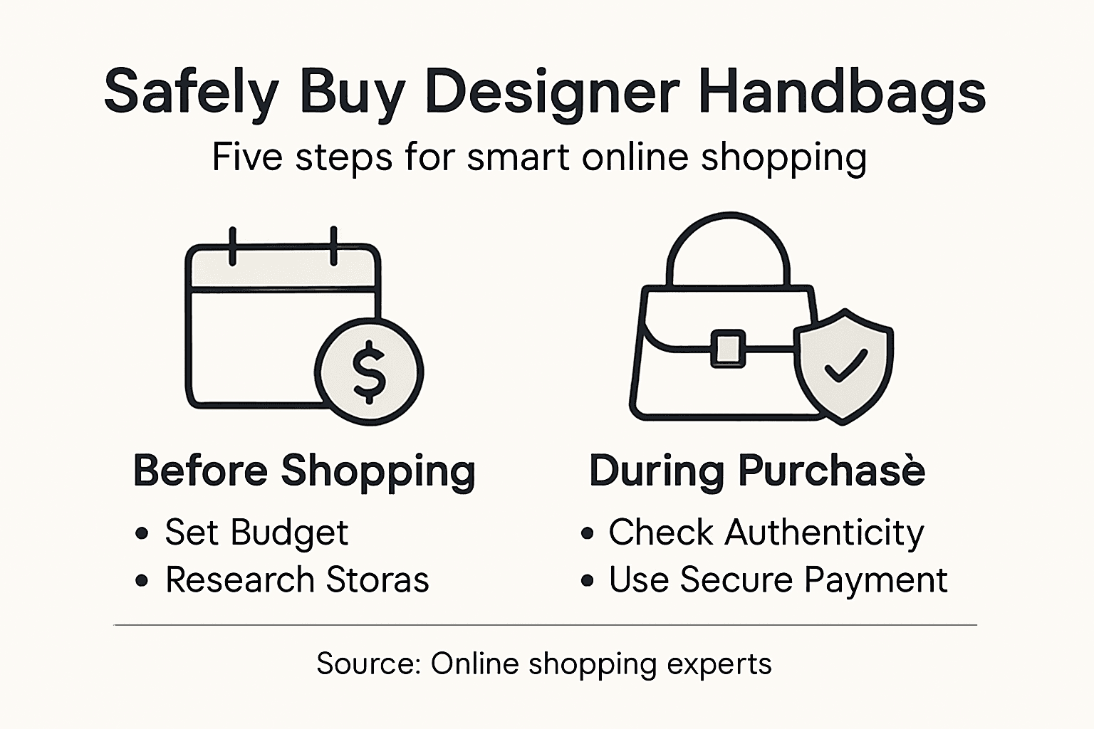 Infographic with safe online handbag buying steps
