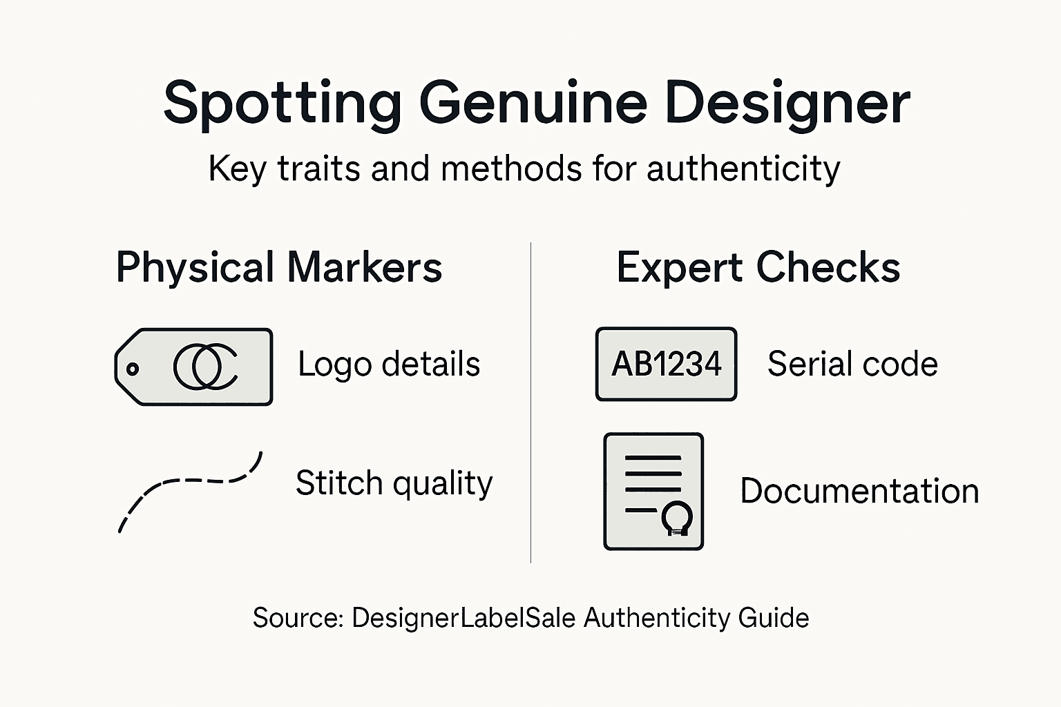Infographic on genuine designer identification methods