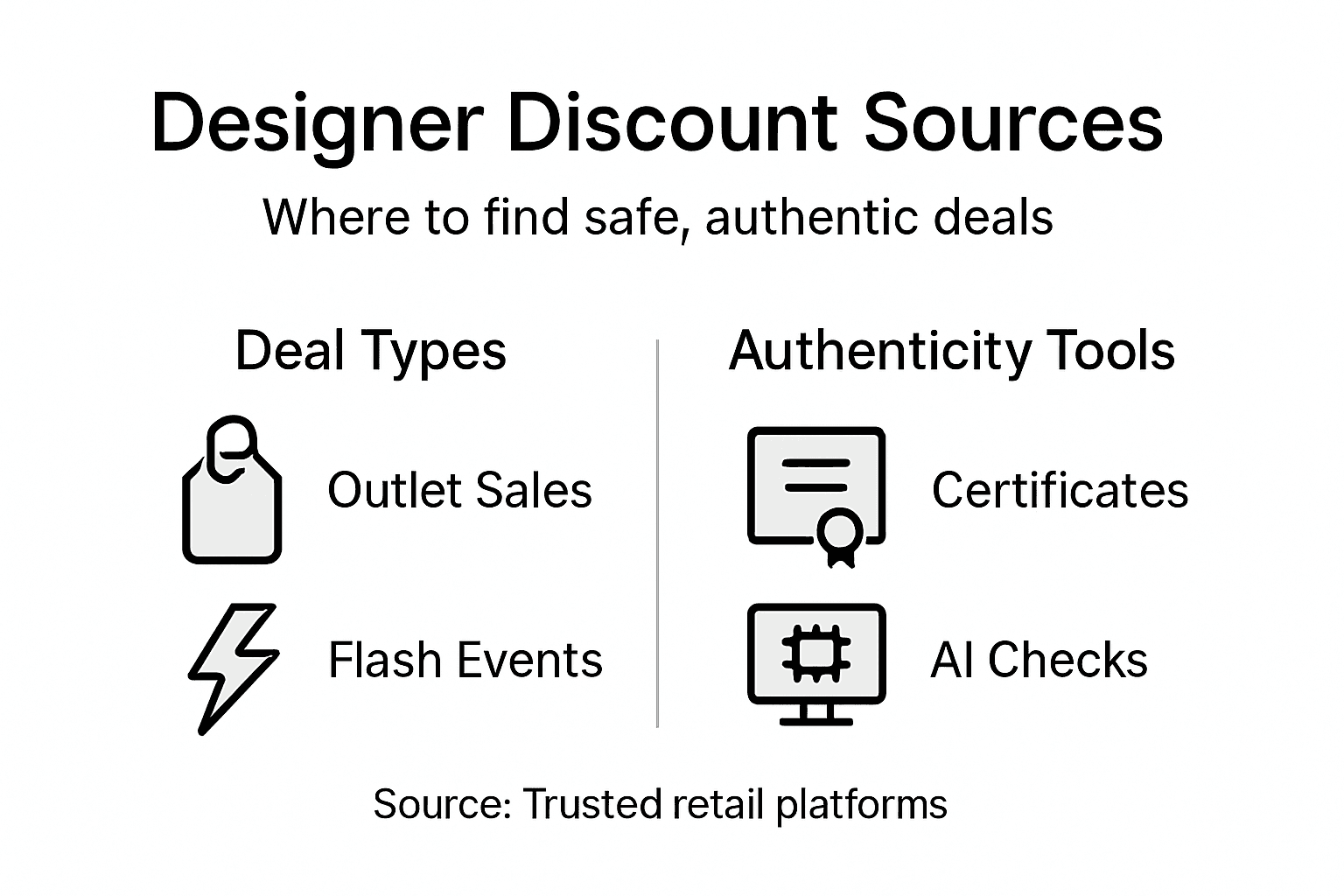 Infographic about designer deal sources and authenticity