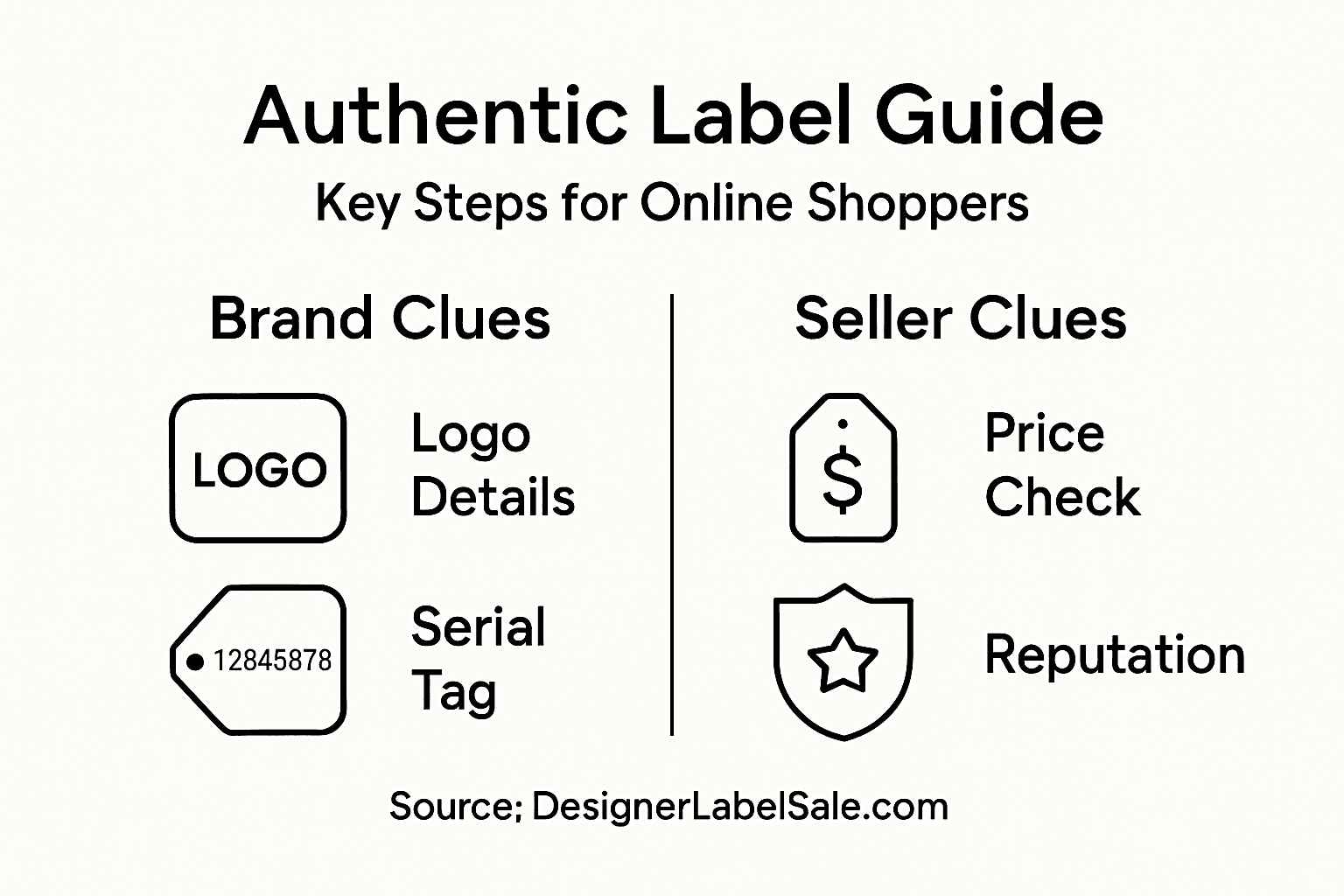 Infographic with designer label authentication steps