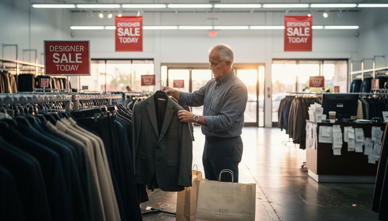 Man checking items at luxury outlet store