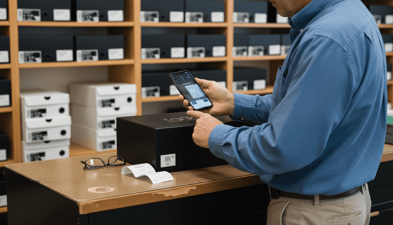 Customer scans designer shoe RFID tag