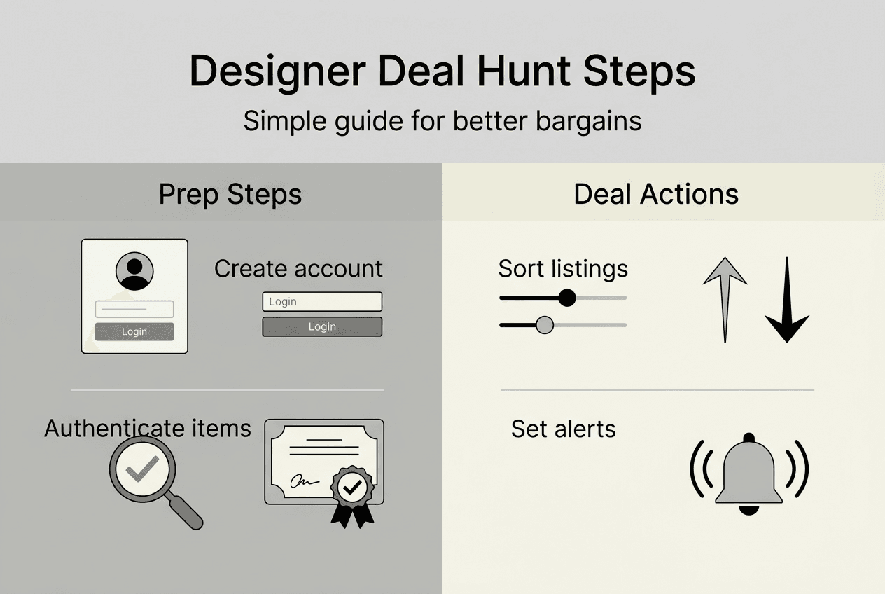 Infographic outlining steps for designer deals
