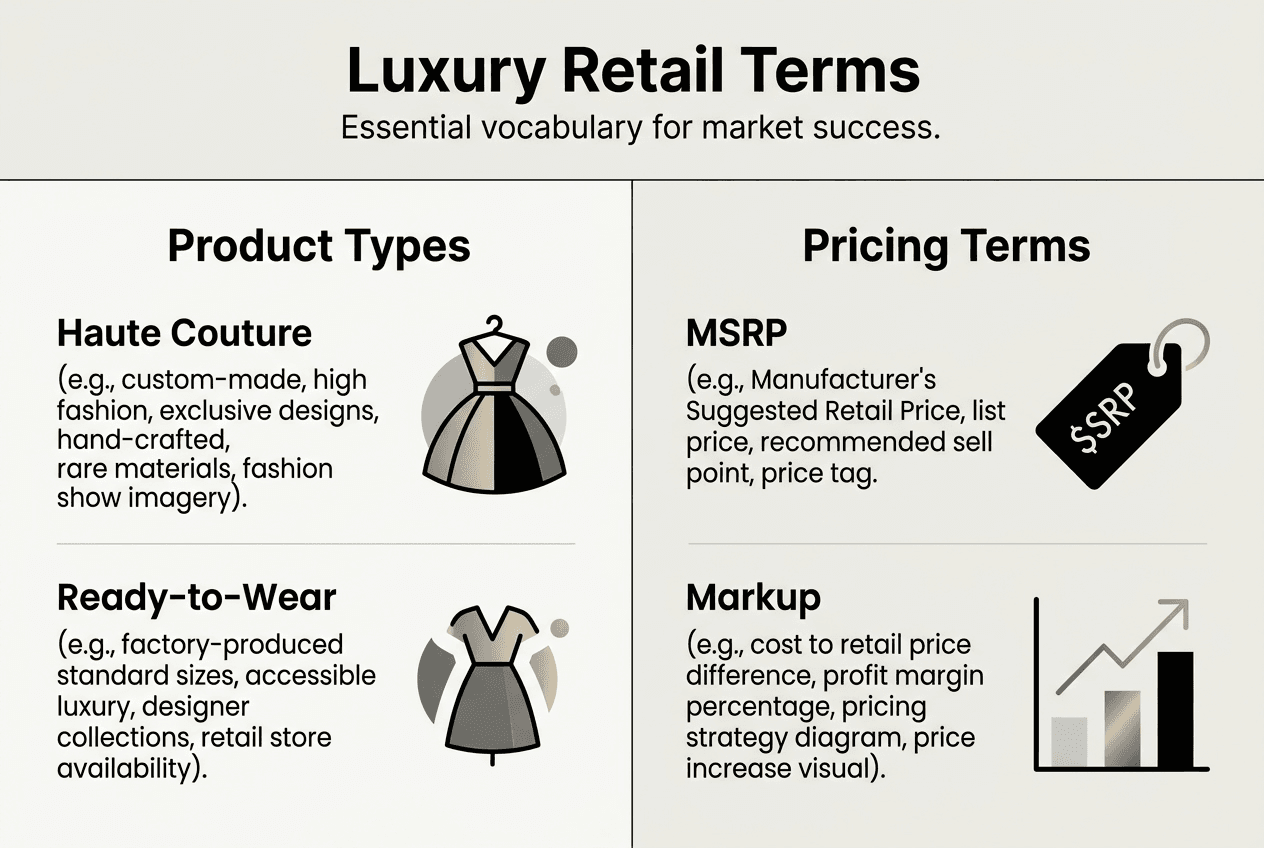 Infographic showing luxury retail vocabulary overview