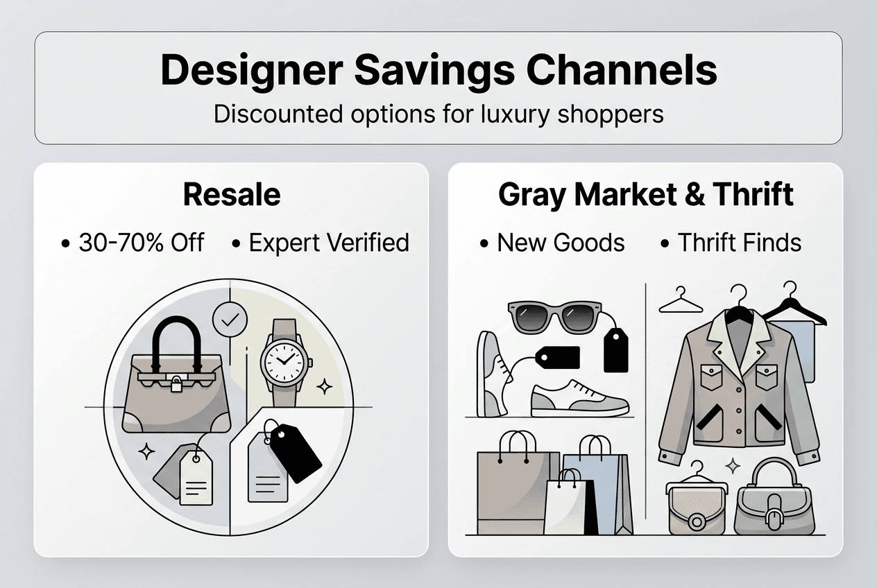 Infographic with channels for designer savings