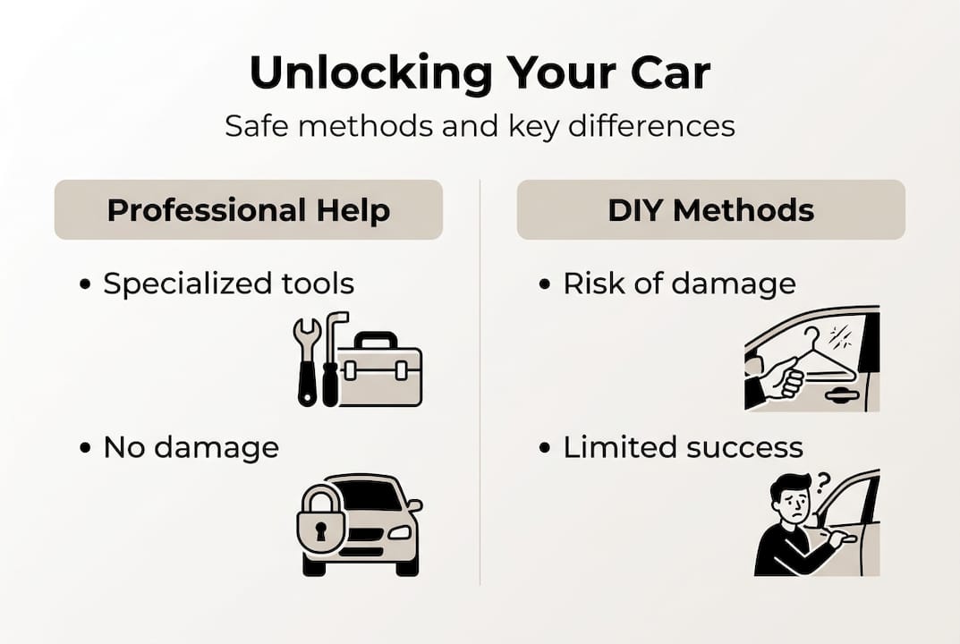 Infographic comparing professional and DIY unlocking