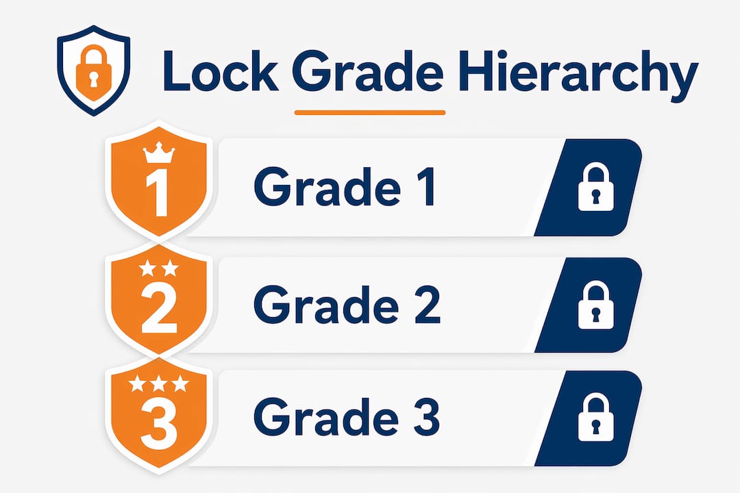 Infographic showing commercial lock grade hierarchy