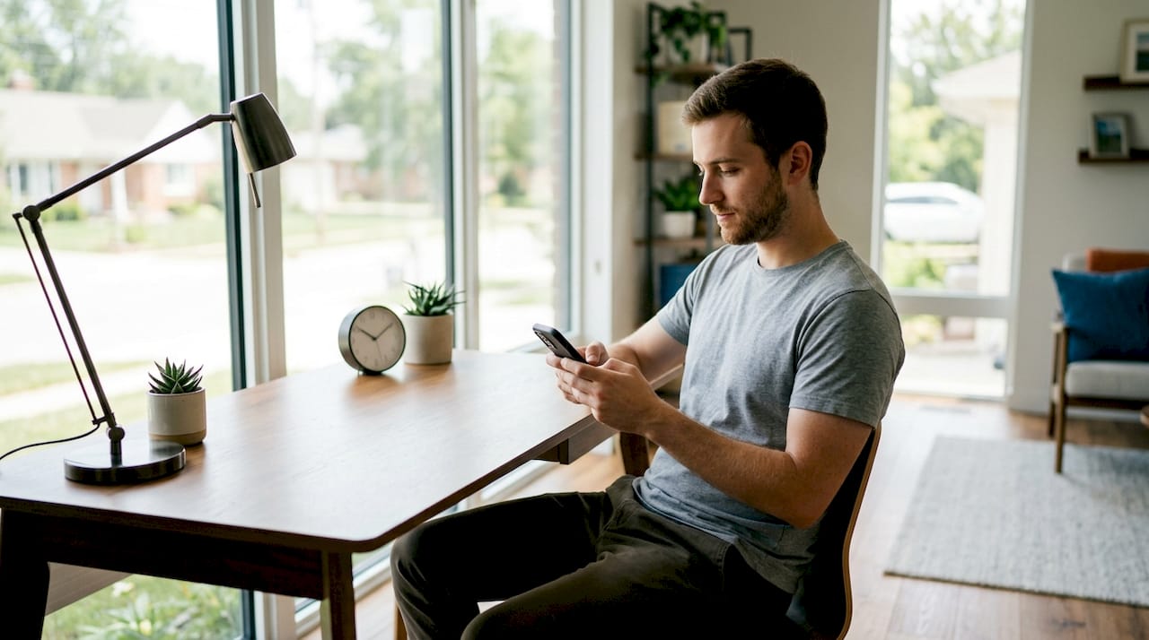Hands using smartphone app for keyless entry